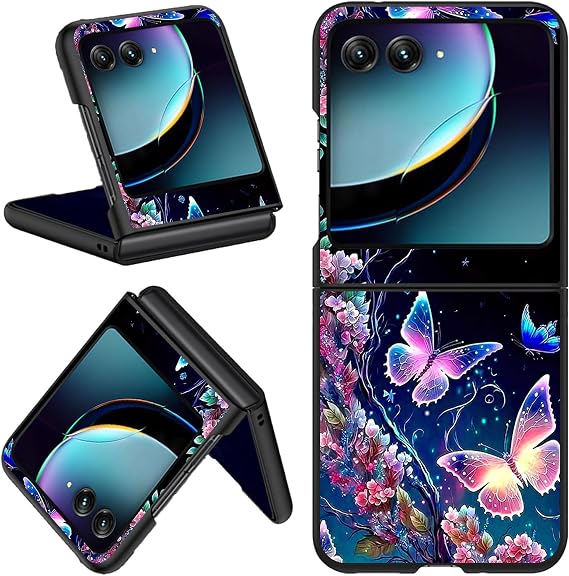 Case for Motorola Razr 2025/2024, Slim Hard PC Shell Phone Cover for Moto Razr 60/50, Ultra-Thin Protective Back Case, Compatible with MagSafe, Colorful Butterfly