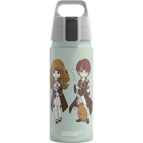 SIGG - Aluminium Water Bottle for Children - WMB One Harry Potter & Hermione Granger - Carbonated - Leak-Proof - Light as a Feather - BPA-Free - Climate Neutral Certified - Sports & School - White