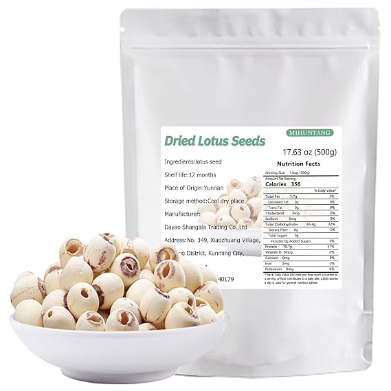 Dried Lotus Seeds 17.63oz Peeled & De-cored, for Tea, Soup,Cooking & Baking | Dried & Premium,Mild Taste, No Bitterness,For Various Recipes,Soft After Cooking, And Can Easily Blend Into Congee And Soup