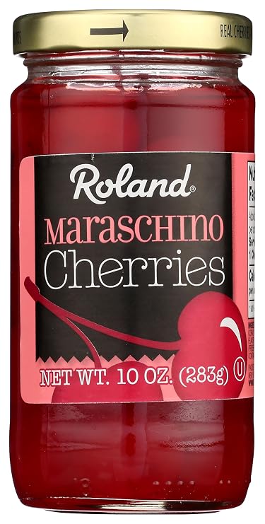 Roland Foods Premium Maraschino Cherries with Stems, 10 Ounce, Pack of 1