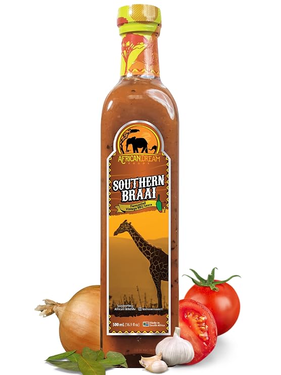 Southern Braai Fermented BBQ Sauce by African Dream Foods | All-Natural Barbecue Sauce | Big Chef's Bottle, 16.9 fl oz