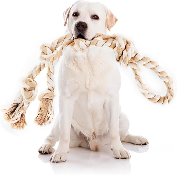 PetiFine Dog Rope Toys for Large/Medium Dogs,Cotton Chew Toys with Handle