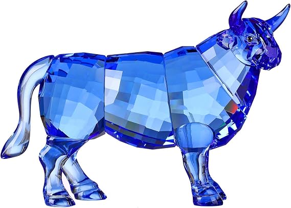 DOJOZ Crystal Bull Cow Ox Cattle New Year Gifts Home Decorations Figurines Collectibles Animal (Blue)