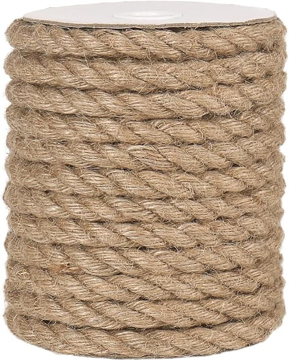 Tenn Well 12mm Jute Rope, 33 Feet Heavy Duty and Thick Rope Twine for Crafting, Gardening, Cat Scratching Post, Home Decoration