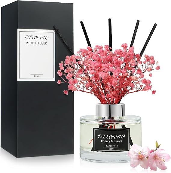 Cherry Blossom Reed Diffuser Set, 5.07 fl oz Scented Oil Diffuser