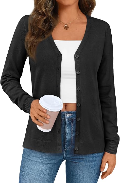 LILLUSORY Cardigan Sweaters for Women 2026 Trendy Summer Button Down Shirts Lightweight Sweater Knit Jackets Outfits
