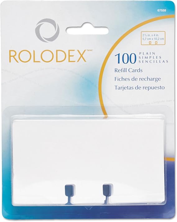 Rolodex Plain Rotary File Cards 2-1/4"x4", White
