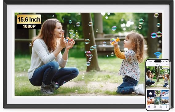 15.6" FHD WiFi Digital Photo Frame with Frameo, 32GB Touchscreen