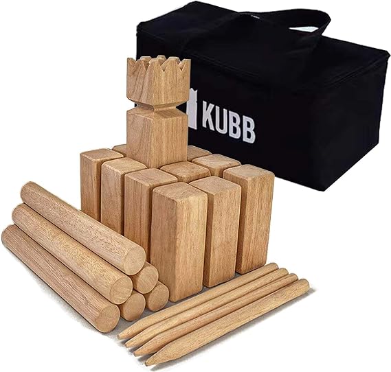 Kubb, Viking Chess Outdoor Clash Toss Yard Game with Carrying Case - Rubber Wooden Backyard Lawn Games Set for Teenagers Adults Family,Good Gift for Family
