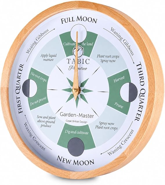 Planeteco Garden Master - Moon Gardening Clock - Lunar Harmony Guide with Moon Clocks - Essential Gardening Tool for Biodynamic & Organic Gardening - Transform Your Garden - Natural Stain