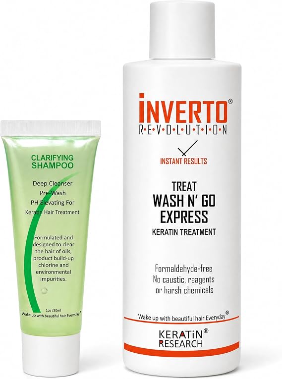 Complex Brazilian Keratin Hair Blowout Treatment Formaldehyde Free with Inverto 120ml Includes Mask and Clarifying Shampoo Straighten Repair and Smooth Hair by Keratin Research Keratina Brasilera