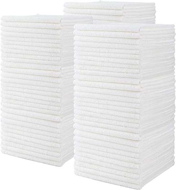 CARTMAN 14x14 Inch 90 Pack 280GSM Microfiber Cleaning Cloths, White