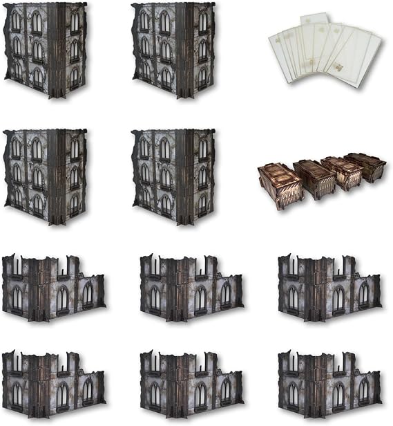 14PCS Terrain Set for WH40K WTC Tournament and 28mm/32mm Miniatures, 40K Terrain Battlezone Creation Kit, Ashfall Citadel