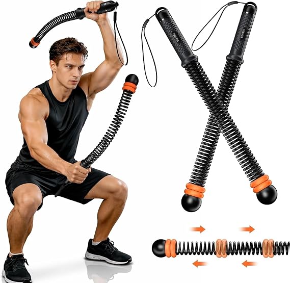 Cordless Battle Ropes with Adjustable Resistance Springs - Weighted Ropeless Battle Rope for Home Gym Exercise, Portable Workout Equipment for Strength Training & Cardio Fitness