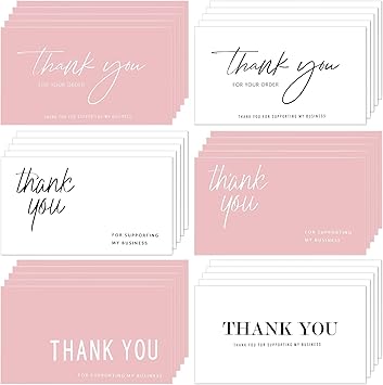 Tenare 120 Pieces Thank You for Your Order Cards Customer Appreciation Note Cards Thank You for Supporting My Business Card for Small Business Owners Stores Online Retailers 3.5 x 2 InchPink, White