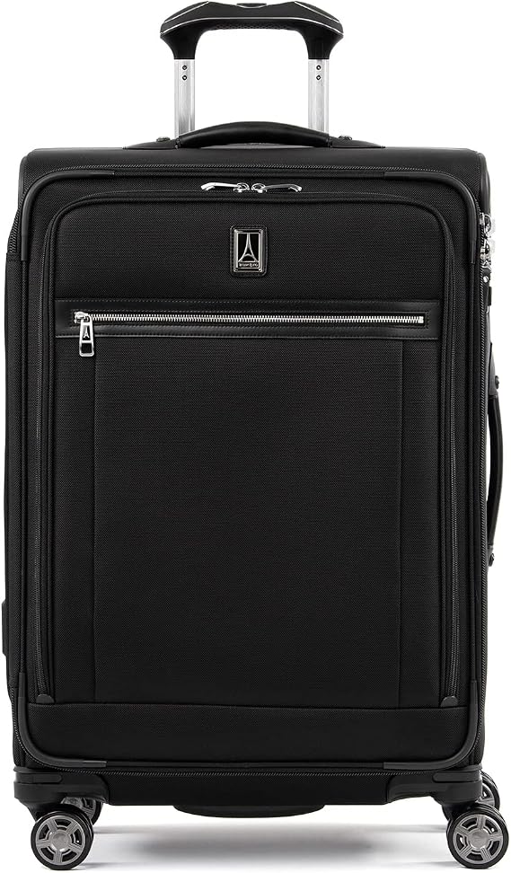 Travelpro Platinum Elite Softside Expandable Spinner Wheel Luggage, Shadow Black, Checked-Medium 25-Inch, Platinum Elite Softside Expandable Spinner Wheel Luggage