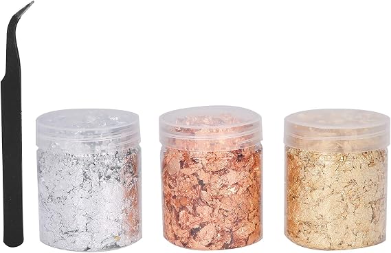 3pcs Imitation Gold Foil Flakes Glitter Nail Copper Leaf DIY Manicure Silver Foil Paper
