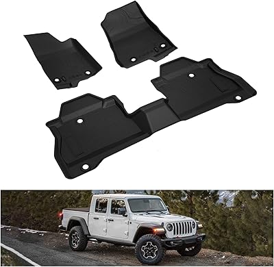 KIWI MASTER Floor Mats for 2020-2026 Jeep Gladiator JT, OEM Replacement 82215626AB, Custom Fit All Weather Car Mats, Heavy Duty TPE Floor Liners, Front & Rear 2 Row, Black