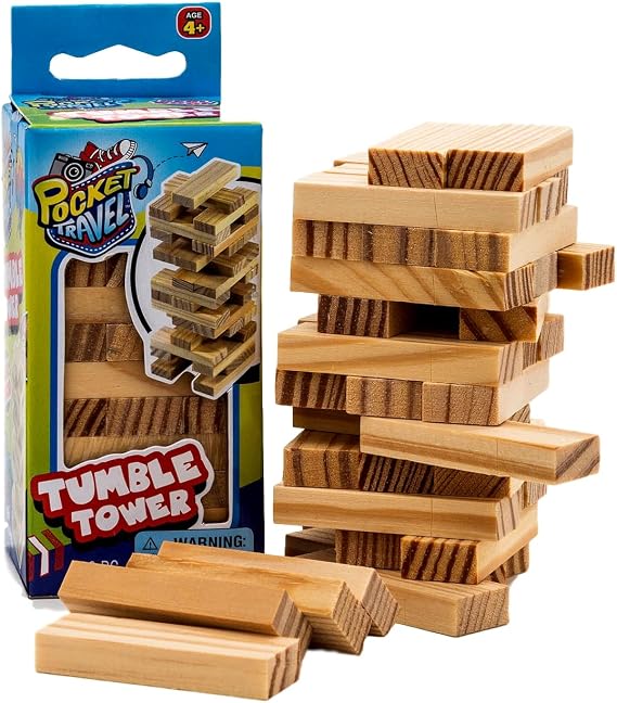 JA-RU Mini Travel Size Tumble Tower Game for Kids & Adults 3276-1A