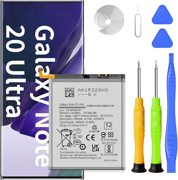 Galaxy Note 20 Ultra Battery, (2026 New Version) 6000mAh High Capacity Li-Polymer EB-BN985ABY Battery for Galaxy Note 20 Ultra 5G SM-N985 N986U /B/F/J, with Professional Repair Tool Kit