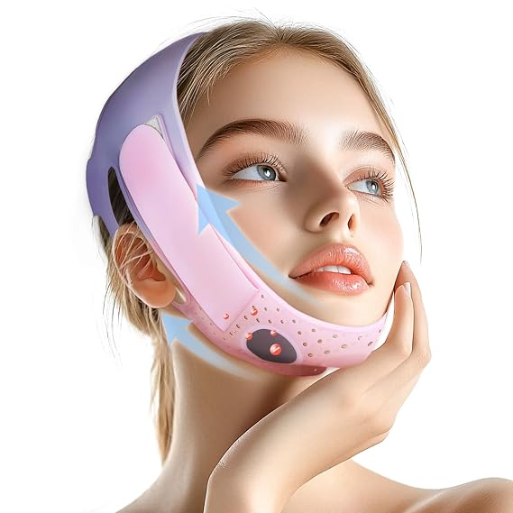 Chin Strap for Sleeping, Soft Silicone V-Line Lifting Mask, Reusable Face Lift for Women Men Anti Snoring Devices for Travel Working Yoga Sleep Home(Pink)
