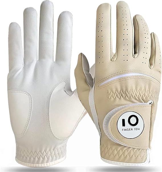 FINGER TEN Colorful Golf Gloves Men All Weather Grip 1 Pack | Vibrant Printed Design, Built-In Magneetic Ball Marker, Soft Flexible Comfort Fit, Durable Long Lasting Build