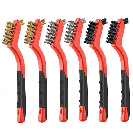 MAXMAN Wire Brush Set 6Pcs, Small Scratch Brush, Rust Scrub Detailing