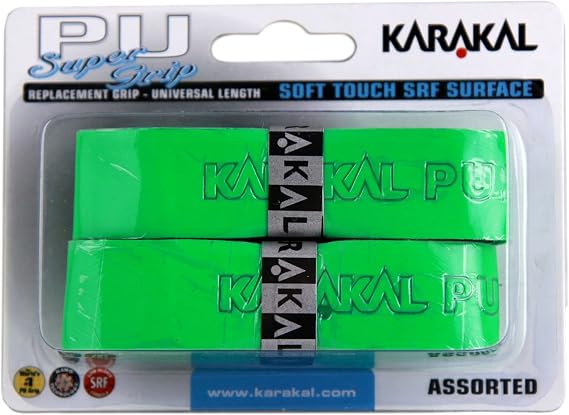 Karakal Super PU Replacement Grips - Green - Tennis - Squash - Badminton - Pack of 2