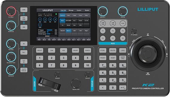LILLIPUT K2 IP & SERIAL Touchscreen PTZ Camera Controller Supports Visca, Visca Over IP, Pelco P&D & Onvif protocols NDI for option (K2-N with NDI)