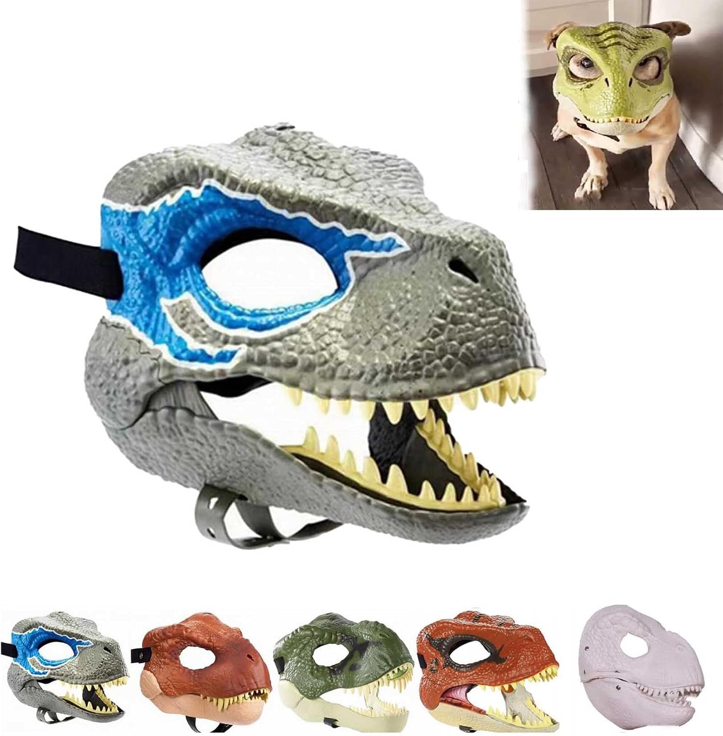 Dog Dinosaur Mask, Dinosaur Mask for Dogs, Dinosaur Mask Moving Jaw, Skull Dog Mask with Lifelike Teeth and Open Jaw