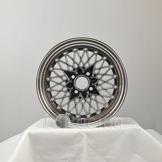 4 Pcs Rota Os Mesh Wheels 15x7 Pcd:4x100 Offset:35 Hb:67.1 Hyperblack With Polish Lip