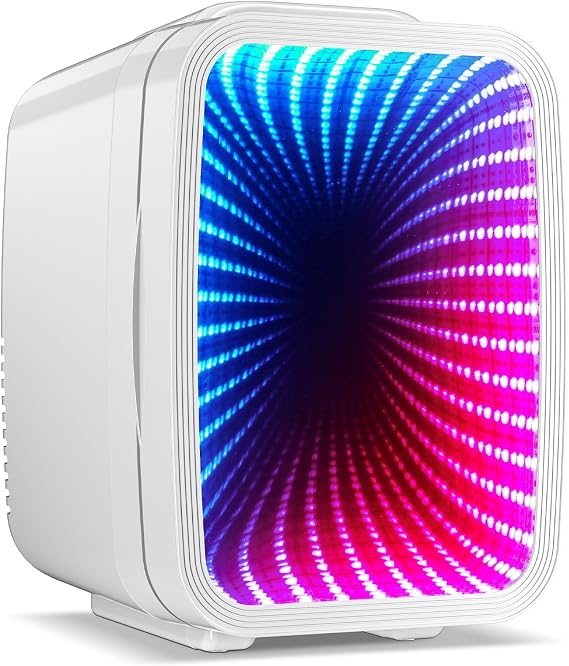 BEICHEN Mini Fridge, 4 Liter/6 Cans Small Fridge With Dimmable LED Light