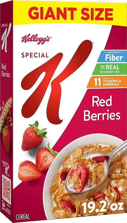 Kellogg's Special K Family Breakfast Cereal, Fiber Cereal, Giant Size, Red Berries, 544g Box (1 Box)