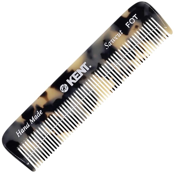 Kent FOT TW Fine Tooth Comb for Men - Handmade Pocket Comb for Travel, Styling, Fine or Thinning Hair, Mustache and Beard Care Handpolished Saw-Cut Made in England