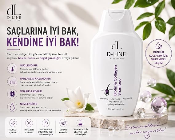 Biotin & Collagen Shampoo, Keratin, Against hair loss, Shampoo for vibrant and strong hair