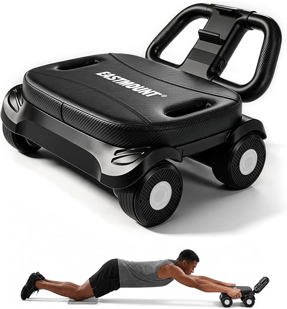 EAST MOUNT Ab Roller Wheel - Ab Roller with Elbow Support for Core Workout Belly Fat Automatic Rebound Abdominal Wheel for Women Men Home Gym Equipment