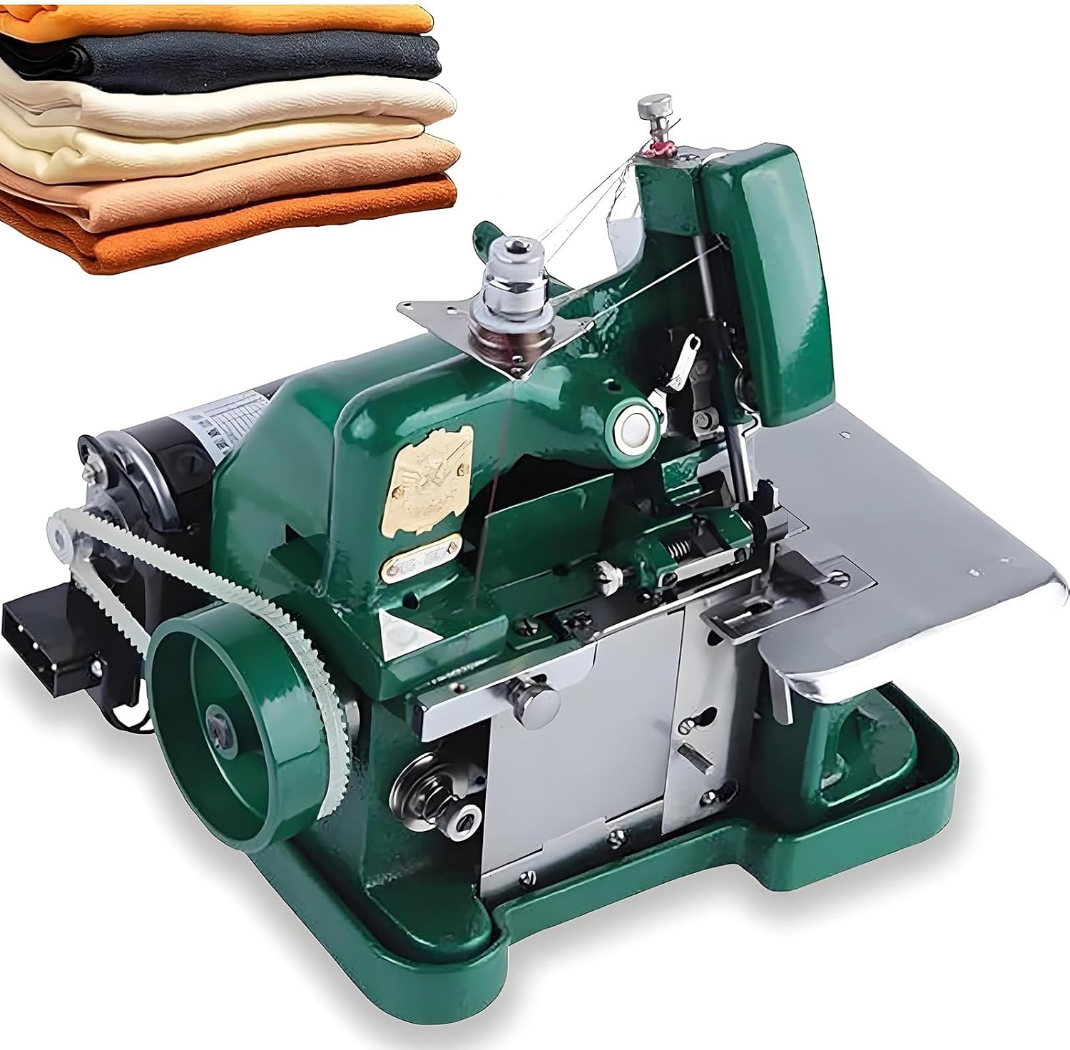 Industrial Overlock Sewing Machine, 250W Heavy-Duty Metal Frame Serger Sewing Tool with 3000 Stitches/min, Stitch Length Adjustable, Electric Fabric Coverstitch for Clothes