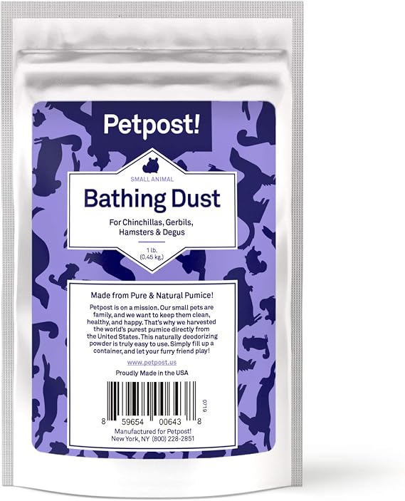Petpost | Chinchilla Bath Dust for Small Animals - Natural, Pure Cleansing Pumice Sand for Cleaning Degus, Hamsters, Gerbil 1 lb.