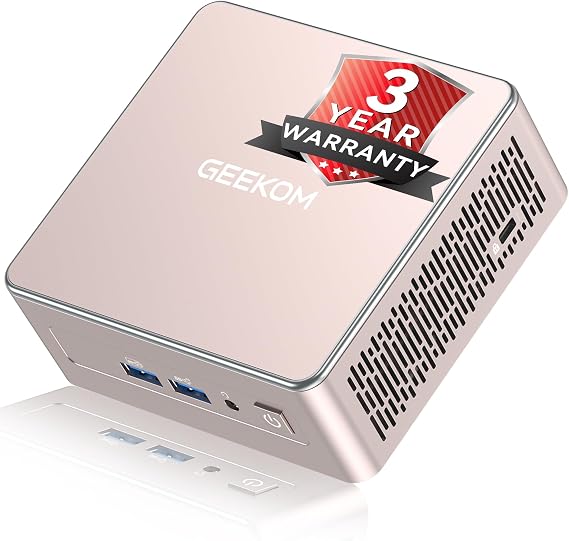 GEEKOM A5 2026 Edition Mini PC for Home Office & Multitasking, AMD Ryzen 5 7430U, 16GB RAM (Upgradable to 64GB) & 512GB M.2 NVMe SSD Desktop Computer, Windows 11 Pro, 8K, 6x USB Ports, 3-Year Coverage