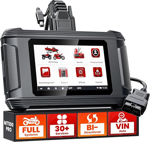 ANCEL MT500 PRO Motorcycle Scanner, Full-System Diagnostic Tool with Active Tests, ECU Reset & 30+ Service Functions for Harley, Honda, Yamaha, Kawasaki, Suzuki, Indian, Polaris, BRP, Victory