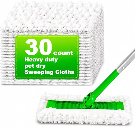30 Count Heavy Duty Dry Cloths Pads for Swiffer Sweeper Mop