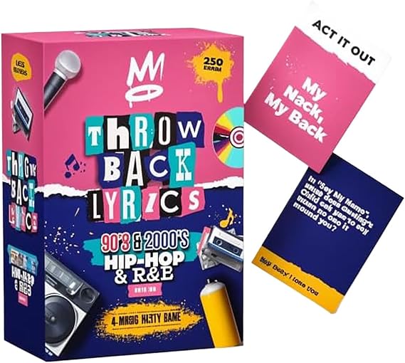 Hip Hop R&B Music Party Game of the 90s and 2000s Rap R&B Game 250 Cards with Trivia and Charades Ideal for Play and Date Nights for Adult and