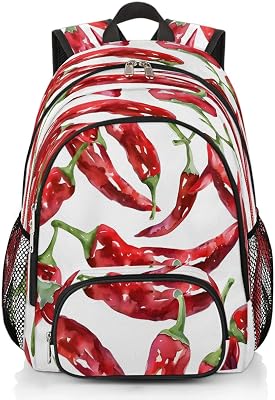 CURLYOOT Chilli Backpack for Women Men Laptop Backpack Work Bag Travel Hiking Camping Red Pepper Casual Daypack