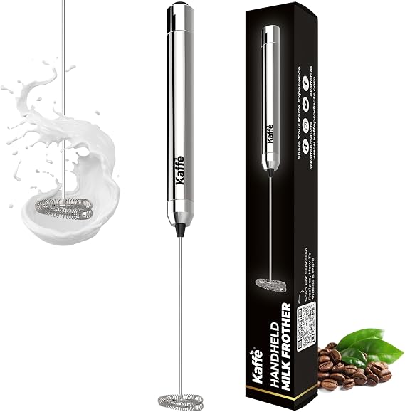 Kaffe Handheld Milk Frother - Stainless Steel - Battery Operated (NO STAND)