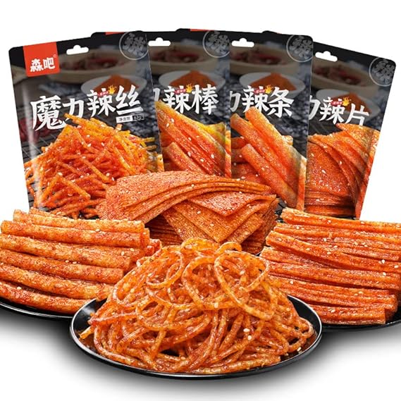 Spicy Strips 62g/bag, Hunan Latiao, Snack Gift, Childhood Nostalgia Snack, Handmade Spicy Slices Spicy Sticks Gluten, Chinese Net Celebrity Instant Spicy Snacks (Hot Slice,1bag)