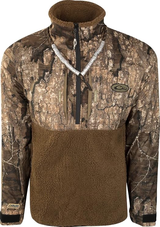 Drake Waterfowl MST Guardian Flex Sherpa Fleece Eqwader 1/4 Zip Realtree Timber 3Xlarge, (DW7325)
