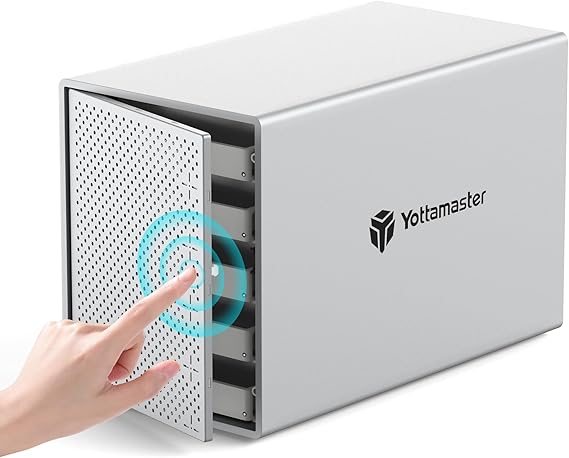 Yottamaster 5 Bay External Hard Drive Enclosure with Cooling Fan for 2.5/3.5" SATA HDD/SSD, Direct Attached Storage, Aluminum USB 3.1 Type-C HDD Enclosure Up to 110TB(5x22TB) - PS500C3