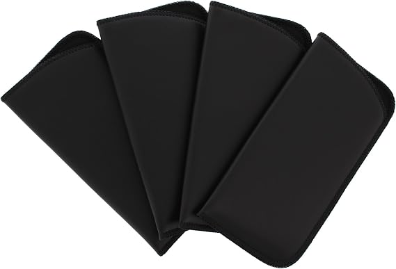 4 Pack Faux Leather Eyeglass Slip Cases In Navy Gray Black Burgundy Hunter Green