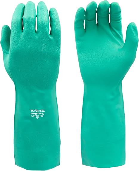 SHOWA Nitrile Gloves Large | Chemical Resistant | Unlined | 13 Inches Length | 12 Pairs, Pack of 12