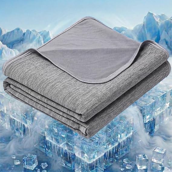 Cooling Blanket Twin Size Double-sided, Absorbs Heat to Keep You Cool, Grey